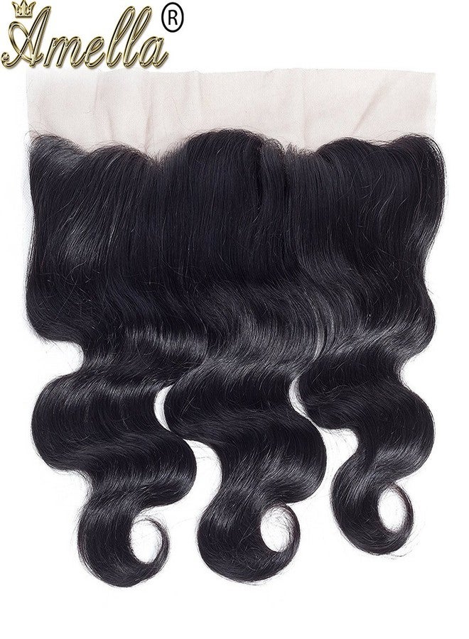 Amella Hair 10A Brazilian Body Wave Frontal 16 18 20 with 14 Inch 13x4 Frontal Ear to Ear Lace Frontal Closure Free Part with Bundles Natural Black Color - Image 5